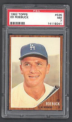 PSA 7 Ed Roebuck #535 NM Los Angeles Dodgers Set Break NICE Pitcher