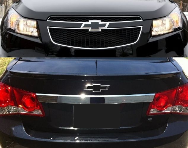 CHEVY CRUZE MATTE FLAT BLACK BOWTIE GRILLE & TRUNK EMBLEM COVER WRAP