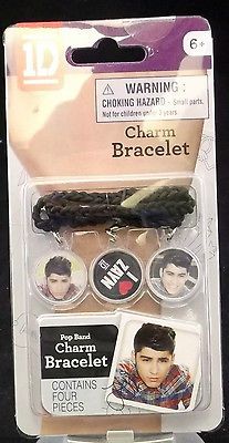 NEW 1D One Direction Jewelry I HEART ZAYN 3 CHARM BLACK BRACELET