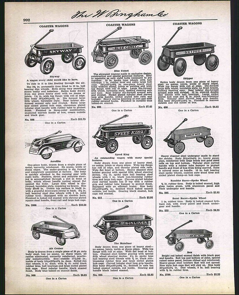 1937 ad Coaster Wagons Aeroflite Air Cruiser Skyway Blue Comet Skipper