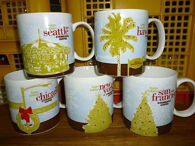 Hawaii New York Seattle San francisco Chicago holidays 2008 mug mint