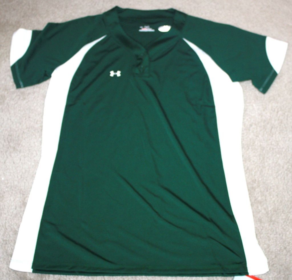 NEW Women Under Armour Green/White Laser SS Top. Size M