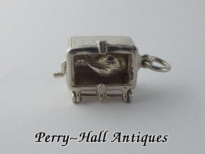 Silver Rotisserie Oven Charm With Rotating Chicken. Opens & Closes