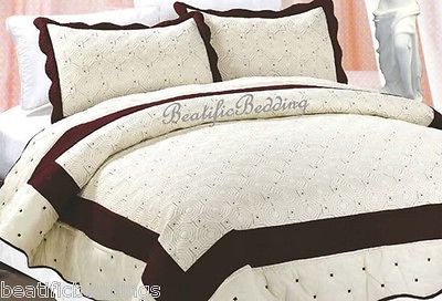 Reversible Quilst Burgundy Bedspreads Queen Coverlets Bedding in Bags