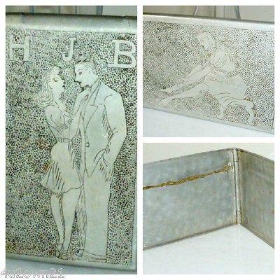 CIGARETTE CASE TRENCH ART DECO ALUMINIUM SWEETHEART GLAMOUR GIRL RAF