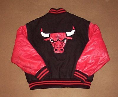 VINTAGE Chicago Bulls VARSITY JACKET Basketball WOOL Leather X LARGE