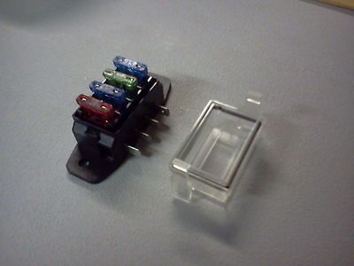 ATC/ATO 4 WAY FUSE BLOCK WITH CLEAR COVER SIDE BLADE AUTO CAR TRUCK