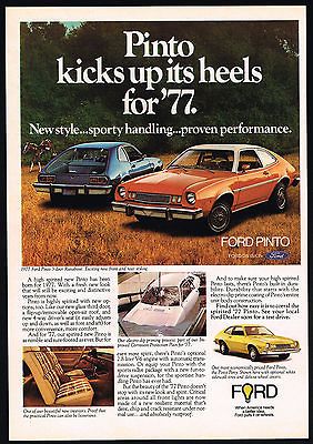 1977 Ford Pinto 3 Door Runabout Car Vintage Print Ad