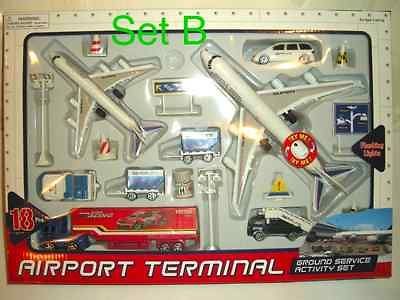 NEW 18pcs Airport Terminal Airplane Ground Service Jet Car Truck Toy