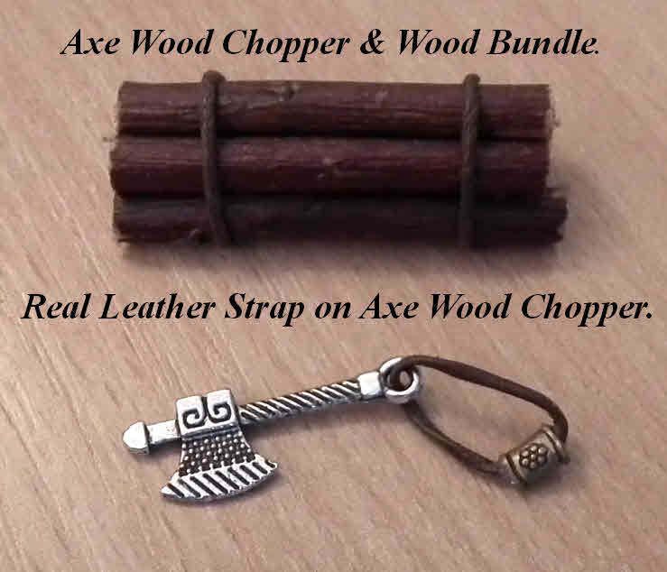 house miniature Handmade Logs Bundle & Axe Wood Chopper Fireplace LGW