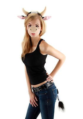 Cow Ears Nose And Tail Costume Adult Child Kids Set New