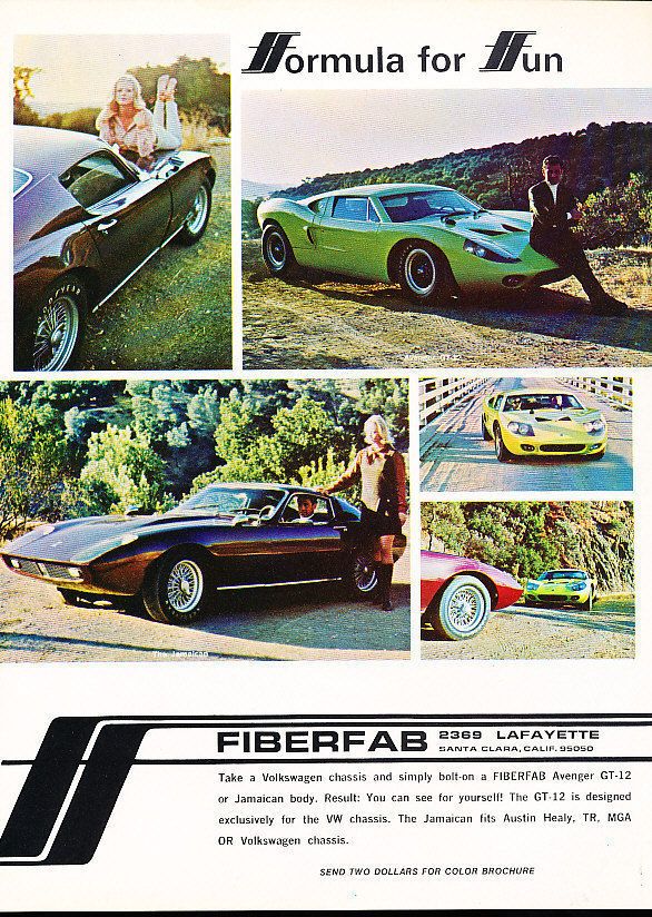 1969 Avenger GT 12   Fiberfab   Classic Vintage Advertisement Ad D173