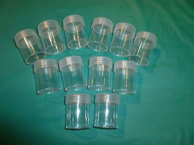 12 CLEAR INERT PLASTIC SCREW TOP HALF DOL. COIN TUBES