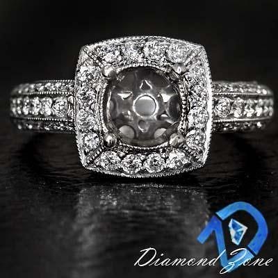 VS DIAMONDS SEMI MOUNT VINTAGE STYLE HEAVY 18K ENGAGEMENT SETTING RING