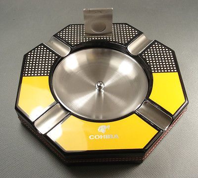 Fine COHIBA Hexagon 4 Cigars Ceramic Stainless Steel Cigar Ashtray