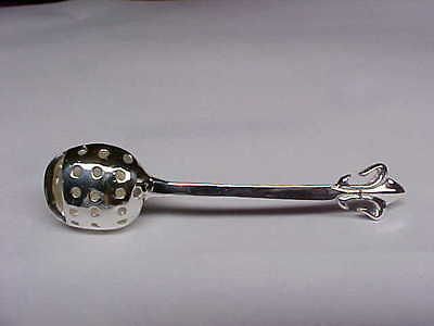 Sterling Silver Open Salt Cellar ( Fleur De Lis) Shaker Spoon