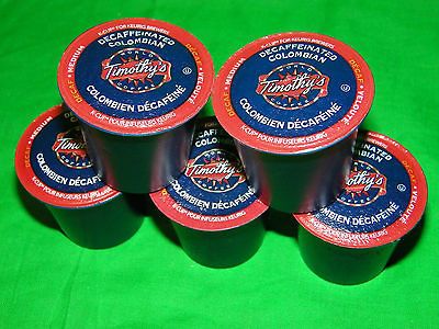 Lot of 5 K CUP Timothy’s Decaffeinated Colombian Coffee