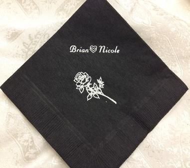 100 BLACK personalized beverage/cocktail party napkins 5x5, 2ply