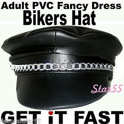 80s 90s PVC Bikers Rocker Village People HAT Fancy Dress Costume Hat