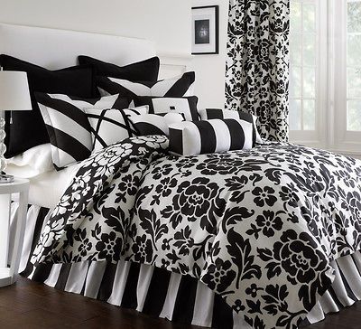 PRESCOTT 6PC BLACK AND WHITE COMFORTER SET *NEW* BY COTE COUTURE