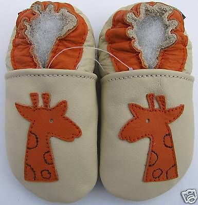 carozoo giraffe cream 4 5y soft sole leather kid shoes slippers