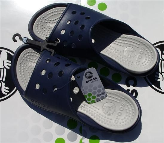 CROCS SCUTES SLIP ON SANDAL~Blue White~Mens 11~NWT