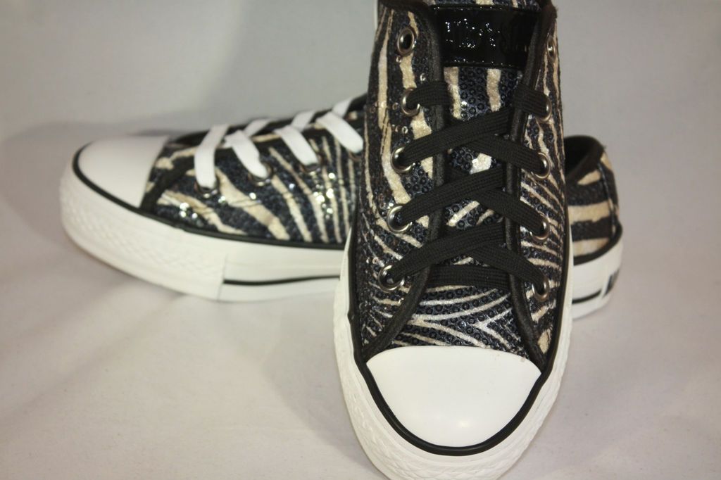 MENS Converse Chuck Taylor All Star Zebra Sequin black white 2 pair