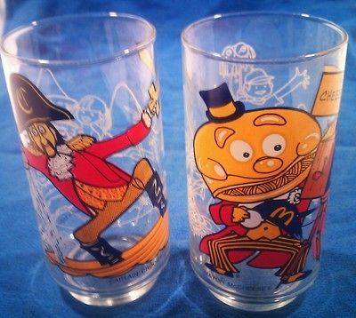 1977 McDonalds Action Series glasses Mayor McCheese Captain Crook