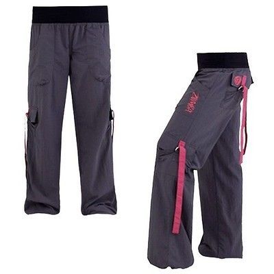 Zumba Wear Samba Cargo Pants Gray Pink L NWT LARGE BRAND NEW UNIQUE