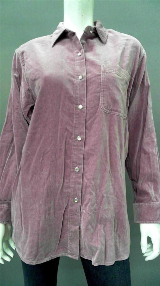 Crossroads Ladies Womens S Velour Collared Button Down Top Lilac