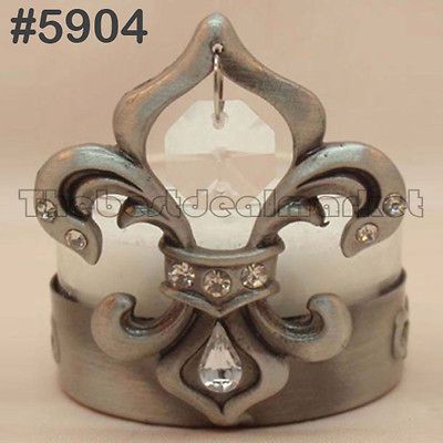 Tealight Base Candle Holder Deco PTC5904 Fleur de Lis with Crystal