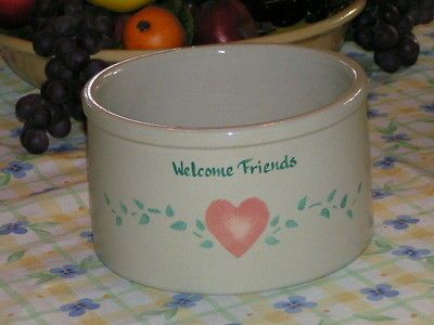 RRPCo Robinson Ransbottom Pottery Co 2 quart Low Jar Welcome Friends