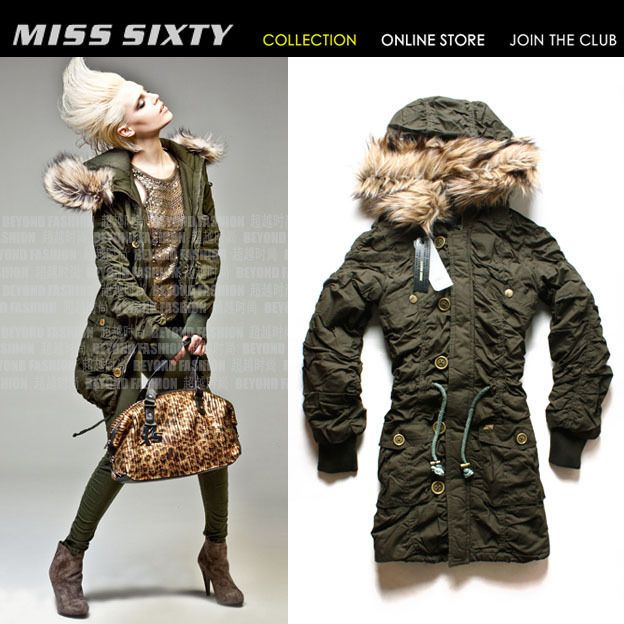 NEW Stunning Fur Hat MISS SIXTY Ladys Cool Jacket Coat