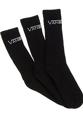 NEW MENS VANS SKATEBOARD CREW BLACK SOCKS 3 PAIRS 9 11