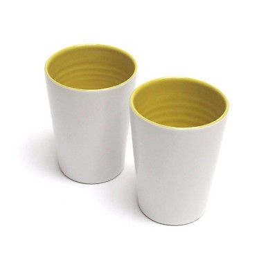 2pc ESPRESSO CUP SET Coffee Cup Nespresso Breakfast YELLOW WHITE