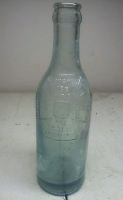 Crystal Ice Co. Mineral Water Antique Bottle Blue 1800s SUPER RARE