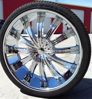 24 INCH WHEELS N TIRES PW38 CHROME SIERRA 2007 2008 2009 2010 2011