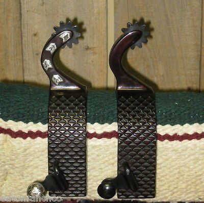 New Black Steel Rasp Design Mens Cowboy Spurs Spur