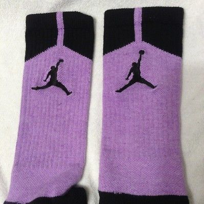 Custom Nike Elite Air Jordan Crew Purple Basketball Socks Size Large 8