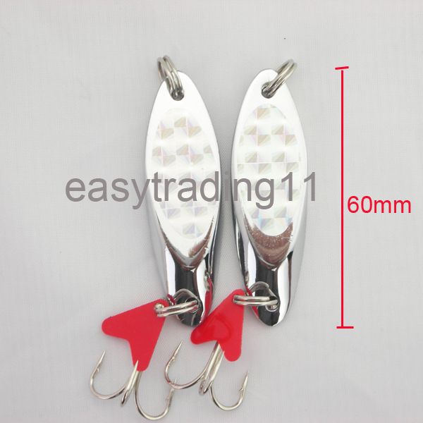 2pcs 60mm 24G Wire Fishing Lures Metal Chrome Plating JIGS HOOKS