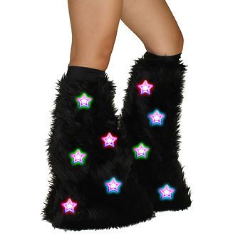 Up LED Soft Rave Furry Leg Warmers Fluffies Go Go Dancing Dancewear