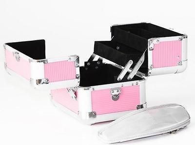 MEZZI EXPANDABLE PINK ALUMINUM JEWELRY AND MAKEUP CASE