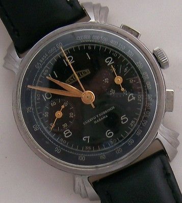 Angelus Cuervo y Sobrinos Chronograph steel case fancy lugs 39 mm. in