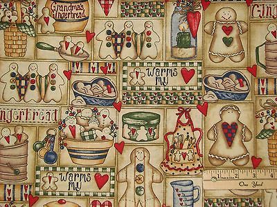 Gingerbread Dianna Marcum Christmas Fabric by the 1/2 Yard BTHY