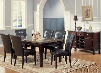 Danville Real Marble Top 7 Pcs Dining Room Table Set & Server = 8 Pcs