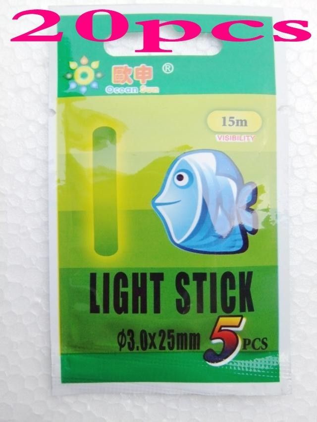 20pcs Night Fishing Fluorescent Rod Lights Float Glow in Dark Stick