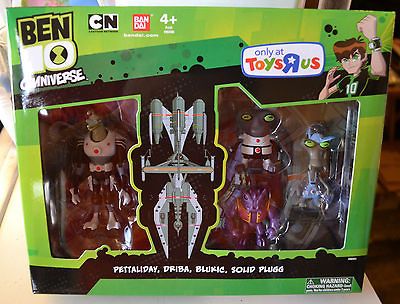 BEN 10 OMNIVERSE ~ PETTALIDAY,DRI BA,BLUKIC,SOLI D PLUGG 4 PACK TRU