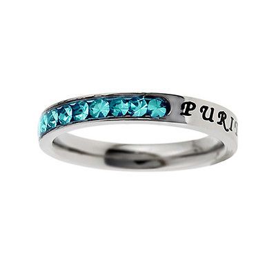 NEW Girls Princess Cut December Birthstone Christian Purity Ring