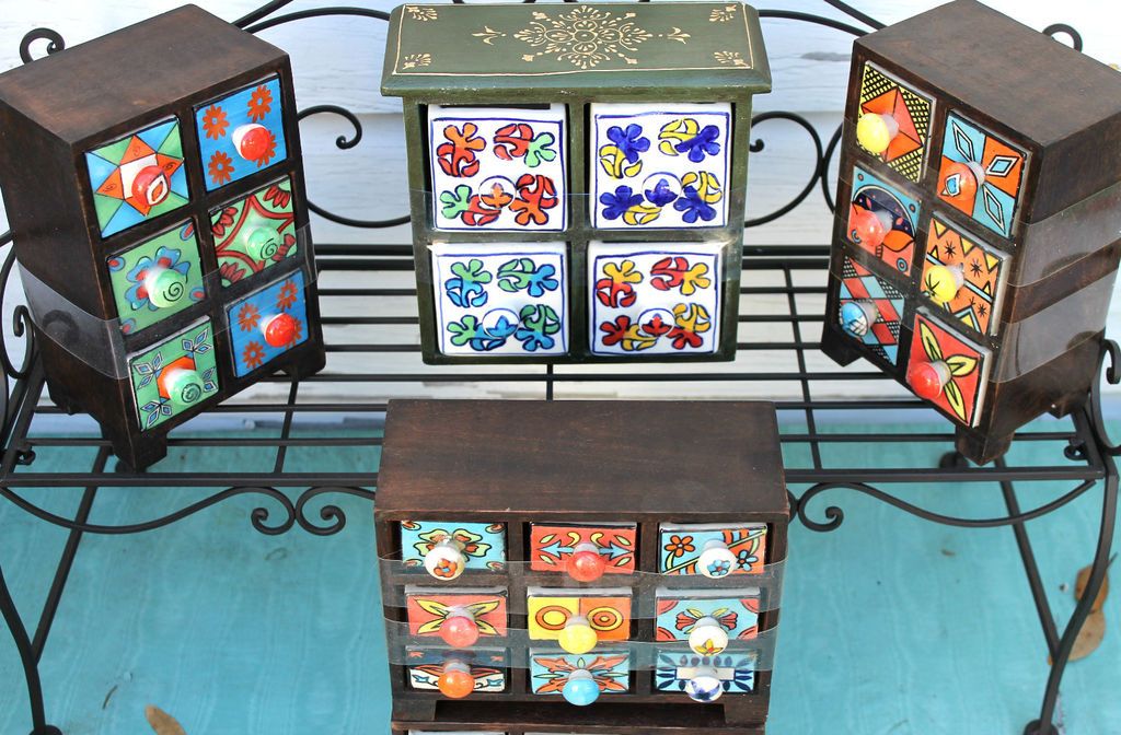 cHOICE of Small Desk/Jewelry Organizer Wood Chest w/Handpainted