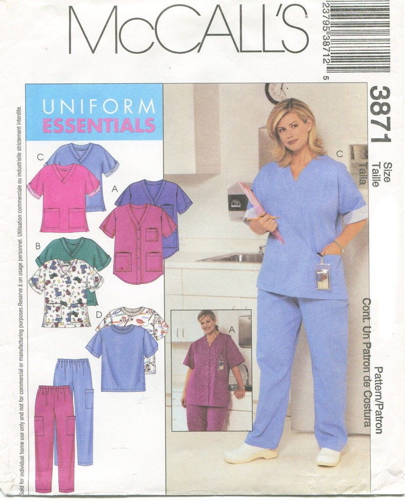 McCalls 3871 Plus Womens Scrubs Uniforms Sewing Pattern